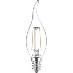 Philips LED 76319000 LED CEE E (A - G) E14 forme de flamme 2 W = 25 W blanc chaud (Ø x H) 3.5 cm x 12.3 cm à filament 1 pc(s)