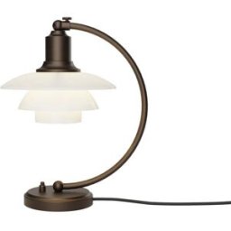 Lampe de table laiton vieilli et verre blanc opale PH 2-2 LUNA - Louis Poulsen