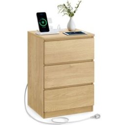 VASAGLE Table de chevet avec 3 tiroirs, Jaune Paille / 1
