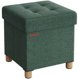 SONGMICS Pouf avec rangement pliable, Vert Rétro / 38P x 38l x 40H cm
