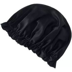 INF Bonnet de Sommeil 100% Soie de Mûrier pour Femmes, Foulard Doux pour Dormir M Le noir
