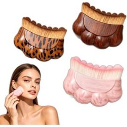 INF Lot de 3 brosses de massage facial contour lymphatique Patte de Chat Léopard - Sculptage mâchoire, Nettoyage et Absorption