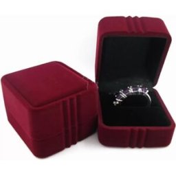 INF Coffret à bijoux luxueux - Lot de 2 boîtes de rangement pour bagues en velours rouge Rouge