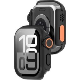 INF Coque de protection pour Apple Watch – PC rigide et verre trempé Le noir 44 mm