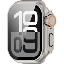 INF Coque de protection pour Apple Watch – PC rigide et verre trempé Argent 46 mm