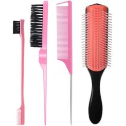 INF Ensemble de Peignes Coiffants 4 pièces - Kit plastique rose pour sectionner, crêper, volumiser et soigner les sourcils