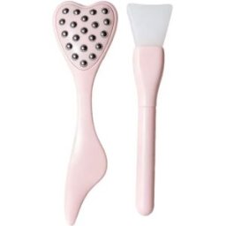INF Ensemble de massage facial 2 pièces - rouleau glacé en acier inoxydable et masseur à billes en forme de cœur pour lifting