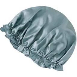 INF Bonnet de Sommeil 100% Soie de Mûrier pour Femmes, Foulard Doux pour Dormir L bleuâtre