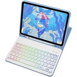 INF Étui en cuir avec clavier Bluetooth RVB pour iPad Bleu iPad 10 10,9 pouces
