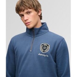 Superdry Homme Sweat Vintage Athletic Demi-zip Coupe Décontractée Navy Taille: L