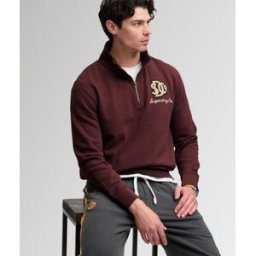 Superdry Homme Sweat Vintage Athletic Demi-zip Coupe Décontractée Red Taille: M