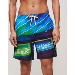 Superdry Homme Short de Bain Photographic Recyclé Longueur 43 cm Bleu Marine Taille: Xxl