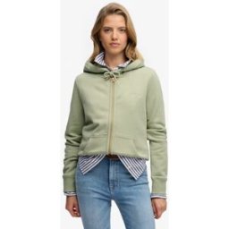 Superdry Femme Sweat à Capuche Zippé et Semi-brossé à Logo Essential Green Taille: 46