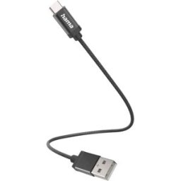 Hama Câble de charge USB USB 2.0 USB-A mâle, USB-C® mâle 0.20 m noir gaine textile 00201600