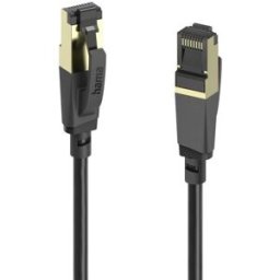 Hama 00202000 RJ45 Câble réseau, câble patch CAT 8 S/FTP 0.5 m noir gaine de câble en matériau recyclé 1 pc(s)