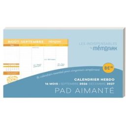 Pad aimanté calendrier hebdo : 16 mois, septembre 2026-décembre 2027 Editions 365 Ed. 365