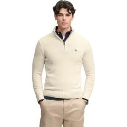 Superdry Pull à Demi-zip Cotton Knit Cream XL Homme