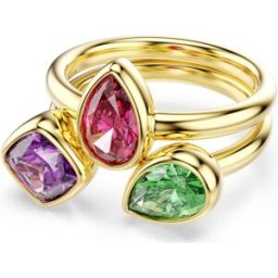 Swarovski Bague cocktail Imber, Parure (2), Tailles variées, Multicolore, Doré à l’or 18 carats (750/1000) 55