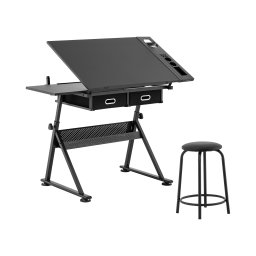 Table à dessin inclinable et réglable en hauteur - 115 x 60 cm - Tabouret compris