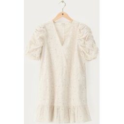 Robe blanche à manches courtes bouffantes et broderie My Jewellery Blanc S femme