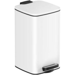 SONGMICS Poubelle de salle de bain 6L/8L, Blanc / 33,5H cm