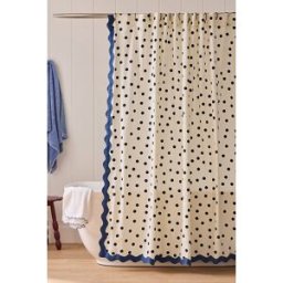 Rideau de douche festonné à pois en coton Maeve en Black taille: 72" x 72" chez Anthropologie