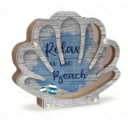 INF Boîte de Rangement en Bois en Forme de Coquillage - Décoration Côtière & Organisateur de Souvenirs Bleu