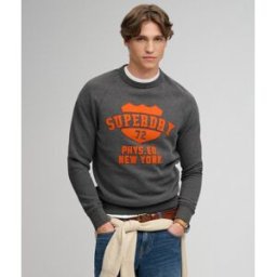 Superdry Homme Sweat Athletic col Rond Coupe Décontractée Dark Grey Taille: Xxl