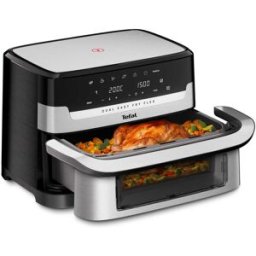 Tefal Dual Easy Fry Flex Ey922d 9 L Autonome Friteuse D’air Chaud Noir, Acier Inoxydable