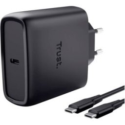 Trust Chargeur USB 65 W Power Delivery 3.0, PPS noir intérieure GaN, USB Power Delivery (USB-PD), chargeur rapide