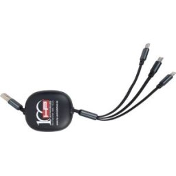 HP Autozubehör Ladekabel 3in1 ausziehbar Chargeur USB 1x USB-C®, 1x Apple Lightning, 1x Micro-USB Fast Charge noir intérieure chargeur rapide