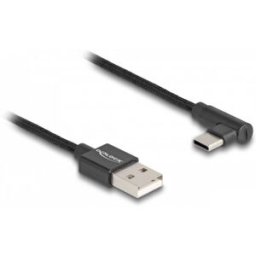 Delock Câble USB USB 2.0 USB-A mâle, USB-C® mâle 0.50 m noir câble de sortie coudé 80029