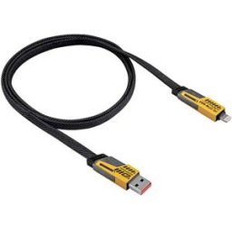 Akyga Câble USB USB 2.0 USB-A mâle, USB-C® mâle, Connecteur Lightning 1 m gris gaine textile, résistance mécanique, modèle plat AK-USB-57