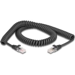 Delock 87993 RJ45 Câble réseau, câble patch CAT 5e 2.00 m noir câble spiralé 1 pc(s)