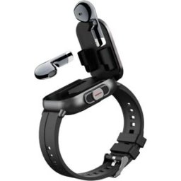 INF Montre TWS 2-en-1 avec écouteurs intégrés, écran tactile 2.01 inch TFT, Bluetooth 5.3, NFC et boîtier de charge magnétique Le noir