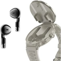 INF Montre connectée 2-en-1 TWS avec écouteurs - Bluetooth 5.3, NFC, fréquence cardiaque & SpO2, écran 1.46 inch TFT, boîtier Argent