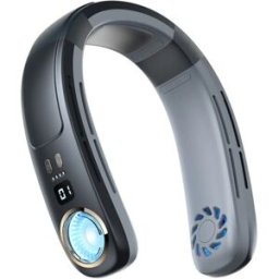 INF Ventilateur de Cou Portable Extérieur - Sans pales, Rechargeable USB, Silencieux, 3 vitesses, Refroidisseur portable Le noir