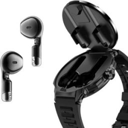 INF Montre connectée 2-en-1 TWS avec écouteurs - Bluetooth 5.3, NFC, fréquence cardiaque & SpO2, écran 1.46 inch TFT, boîtier Le noir