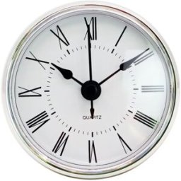 INF Insert horloge quartz 70mm avec cadran romain, lunette argentée en acrylique et acier inoxydable