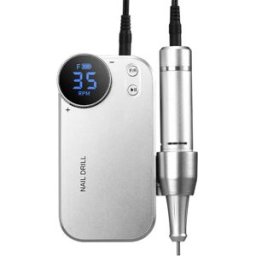 INF Ponceuse à ongles sans fil rechargeable portable avec écran LED et vitesse réglable, batterie 4500mah, ABS + alliage Argent