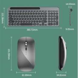 INF Combo clavier et souris sans fil 3 modes compatible avec Windows, Mac, iOS, Android - Rechargeable, touches ciseaux Gris