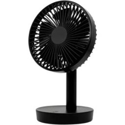 INF Ventilateur de bureau rechargeable 4000mAh - Ventilateur de table portable oscillant 3 vitesses avec turbine 5 pales, Le noir