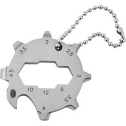 INF Carte multi-outil octogonale 11-en-1 en acier inoxydable avec porte-clés et ouvre-bouteille - EDC portable pour camping et Argent