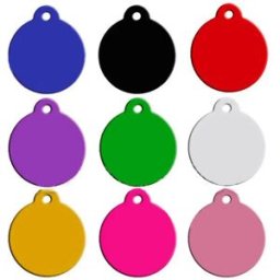 INF Plaques d'identification pour animaux en aluminium 10 pièces avec anneaux - Rondes multicolores gravables au laser pour