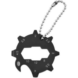 INF Carte multi-outil octogonale 11-en-1 en acier inoxydable avec porte-clés et ouvre-bouteille - EDC portable pour camping et Le noir