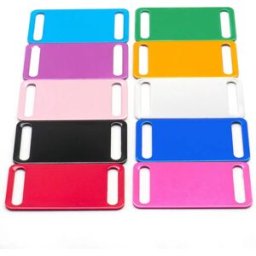 INF Lot de 10 étiquettes de clés en aluminium - Étiquettes carrées multicolores pour animaux et porte-clés vierges, gravables