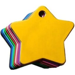 INF Plaques d'identification pour animaux en aluminium Étoile 10 pièces - Gravables au laser, légères multicolores pour collier