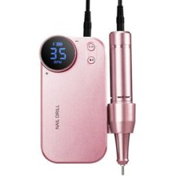 INF Ponceuse à ongles sans fil rechargeable portable avec écran LED et vitesse réglable, batterie 4500mah, ABS + alliage Rose