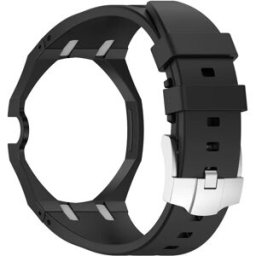 INF Bracelet silicone compatible avec Swatch Royal Pop et compatible avec AP - Interface 20mm, boucle à ardillon, 27cm x 4.4cm Le noir