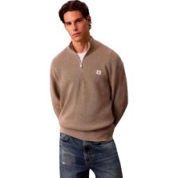 Calvin Klein Pull à Demi-zip Lv04rh327g Roasted Cashew M Homme